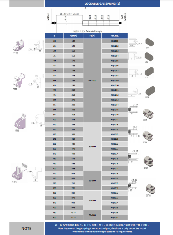 可调节气弹簧 可调节气弹簧